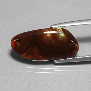 6.59캐럿 천연 멀티컬러 파이어 아게이트, 투명한, 20.8×10 mm, 투명/반투명