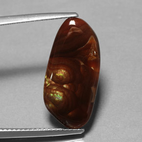 6.59캐럿 천연 멀티컬러 파이어 아게이트, 투명한, 20.8×10 mm, 투명/반투명