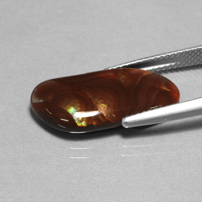 6.59캐럿 천연 멀티컬러 파이어 아게이트, 투명한, 20.8×10 mm, 투명/반투명
