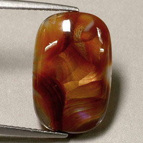 4.84캐럿 천연 멀티컬러 파이어 아게이트, 투명한, 17.1×11.1 mm, 투명/반투명