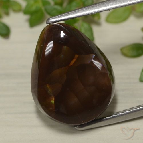 4.89ct 자연스러운 다색 파이어 마노, 배 모양, 불투명체