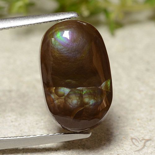 6.24ct 자연스러운 다색 파이어 마노, 타원형, 투명한