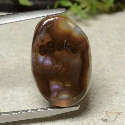 7.65ct 자연스러운 다색 파이어 마노, 타원형, 불투명체