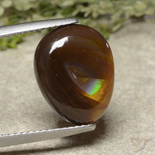 5.43ct 자연스러운 다색 파이어 마노, 배 모양, 불투명체
