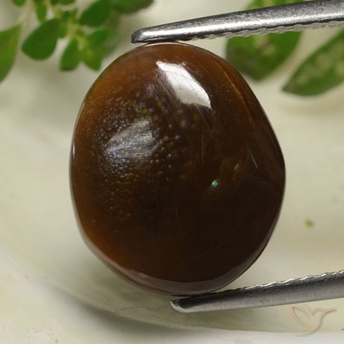 5.83ct 자연스러운 다색 파이어 마노, 타원형, 불투명체