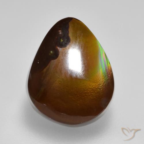 5.78ct 자연스러운 다색 파이어 마노, 배 모양, 불투명체