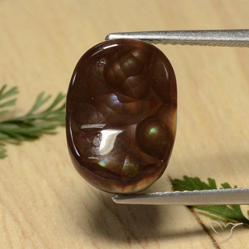 4.65ct 자연스러운 다색 파이어 마노, 타원형, 불투명체