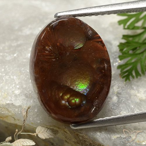 6.00캐럿 천연 다색 파이어 마노, 타원형 컷, 불투명체