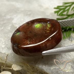 6.00캐럿 천연 다색 파이어 마노, 타원형 컷, 불투명체