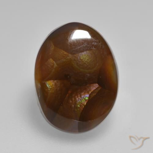 6.40ct 자연스러운 다색 파이어 마노, 타원형, 불투명체