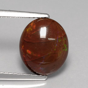 2.78캐럿 천연 멀티컬러 파이어 오팔, 타원형 컷, 10.9×9.3 mm, 불투명체