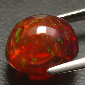 4.55캐럿 천연 멀티컬러 파이어 오팔, 투명한, 10.9×10.1 mm, 투명/반투명