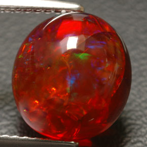 4.55캐럿 천연 멀티컬러 파이어 오팔, 투명한, 10.9×10.1 mm, 투명/반투명