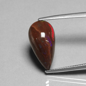 5.89캐럿 천연 멀티컬러 파이어 오팔, 배 모양, 17.8×9.4 mm, 불투명체