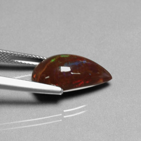 5.89캐럿 천연 멀티컬러 파이어 오팔, 배 모양, 17.8×9.4 mm, 불투명체