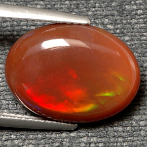 6.21캐럿 천연 멀티컬러 파이어 오팔, 타원형 컷, 16.3×12.1 mm, 투명한