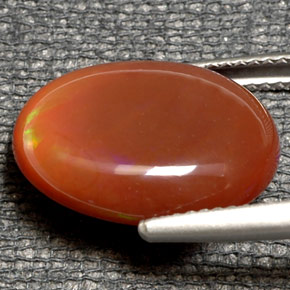6.21캐럿 천연 멀티컬러 파이어 오팔, 타원형 컷, 16.3×12.1 mm, 투명한