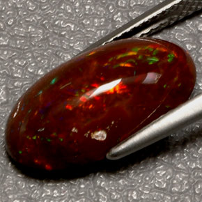 5.06캐럿 천연 멀티컬러 파이어 오팔, 타원형 컷, 16.9×9.4 mm, 불투명체