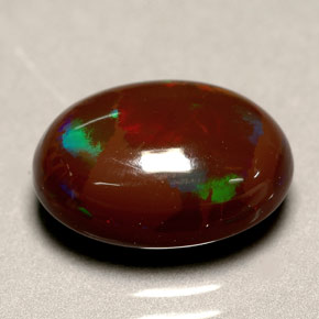 3.60캐럿 천연 멀티컬러 파이어 오팔, 타원형 컷, 12.9×9.4 mm, 불투명체
