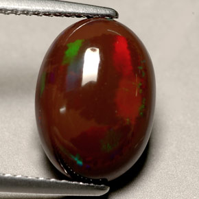 3.60캐럿 천연 멀티컬러 파이어 오팔, 타원형 컷, 12.9×9.4 mm, 불투명체