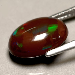 3.60캐럿 천연 멀티컬러 파이어 오팔, 타원형 컷, 12.9×9.4 mm, 불투명체