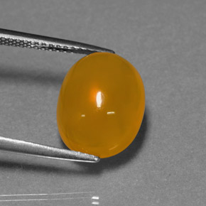 4.76캐럿 천연 옐로우 오렌지 파이어 오팔, 타원형 컷, 12.6×10.1 mm, 투명한