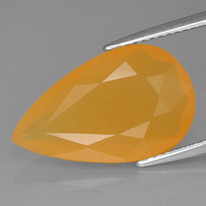 6.20캐럿 천연 옐로우 오렌지 파이어 오팔, 배 모양, 18.9×11.6 mm, 투명한