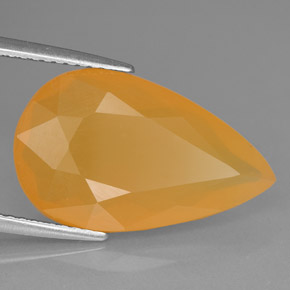 6.20캐럿 천연 옐로우 오렌지 파이어 오팔, 배 모양, 18.9×11.6 mm, 투명한