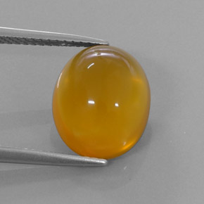 4.84캐럿 천연 옐로우 오렌지 파이어 오팔, 타원형 컷, 12.7×10.2 mm, 투명한