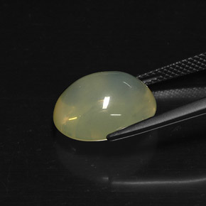 6.89캐럿 천연 화이트 옐로우 파이어 오팔, 투명한, 14×11.7 mm, 투명/반투명
