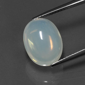 5.60캐럿 천연 화이트 파이어 오팔, 타원형 컷, 13.7×10.5 mm, 투명한