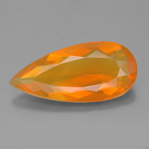 3.89캐럿 천연 옐로우 오렌지 파이어 오팔, 투명한, 19.7×9.1 mm, 투명/반투명