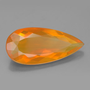 3.89캐럿 천연 옐로우 오렌지 파이어 오팔, 투명한, 19.7×9.1 mm, 투명/반투명