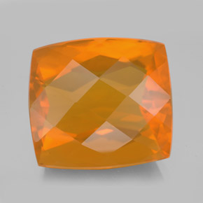 13.56캐럿 천연 옐로우 오렌지 파이어 오팔, 쿠션 컷, 16.1×14.8 mm, 투명한