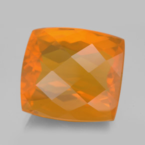 13.56캐럿 천연 옐로우 오렌지 파이어 오팔, 쿠션 컷, 16.1×14.8 mm, 투명한