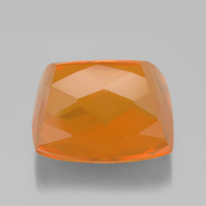 13.56캐럿 천연 옐로우 오렌지 파이어 오팔, 쿠션 컷, 16.1×14.8 mm, 투명한
