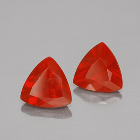 캐럿 천연 붉은빛 오렌지 파이어 오팔 보석, 트릴리언, 7×6.9 mm, 투명한