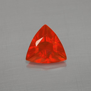 0.37캐럿 천연 붉은빛 오렌지 파이어 오팔, 트릴리언, 6.2×5.9 mm, 투명한