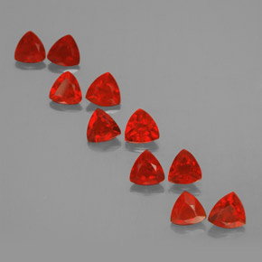 캐럿 천연 붉은빛 오렌지 파이어 오팔 보석, 트릴리언, 3.9×3.8 mm, 투명한