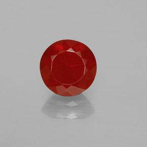 1.53캐럿 천연 붉은빛 오렌지 파이어 오팔, 라운드 컷, 8.24 mm, 투명한