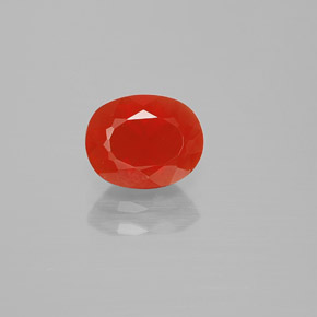 1.10캐럿 천연 붉은빛 오렌지 파이어 오팔, 타원형 컷, 8×6.3 mm, 투명한