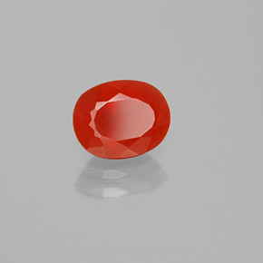 1.10캐럿 천연 붉은빛 오렌지 파이어 오팔, 타원형 컷, 8×6.3 mm, 투명한