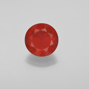 1.79캐럿 천연 붉은빛 오렌지 파이어 오팔, 라운드 컷, 8.98 mm, 투명한