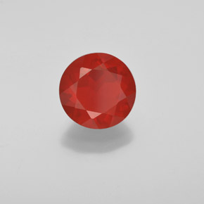 1.79캐럿 천연 붉은빛 오렌지 파이어 오팔, 라운드 컷, 8.98 mm, 투명한