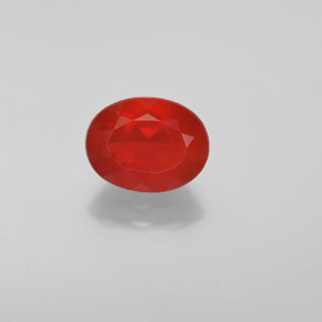 1.47캐럿 천연 붉은빛 오렌지 파이어 오팔, 타원형 컷, 9.2×7.1 mm, 투명한