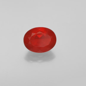 1.47캐럿 천연 붉은빛 오렌지 파이어 오팔, 타원형 컷, 9.2×7.1 mm, 투명한