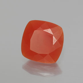2.63캐럿 천연 붉은빛 오렌지 파이어 오팔, 쿠션 컷, 9.7×9.7 mm, 투명한