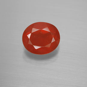 2.24캐럿 천연 붉은빛 오렌지 파이어 오팔, 타원형 컷, 10.1×8.8 mm, 투명한