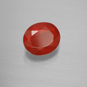 2.24캐럿 천연 붉은빛 오렌지 파이어 오팔, 타원형 컷, 10.1×8.8 mm, 투명한