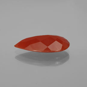 4.41캐럿 천연 붉은빛 오렌지 파이어 오팔, 배 모양, 19.4×9.2 mm, 투명한